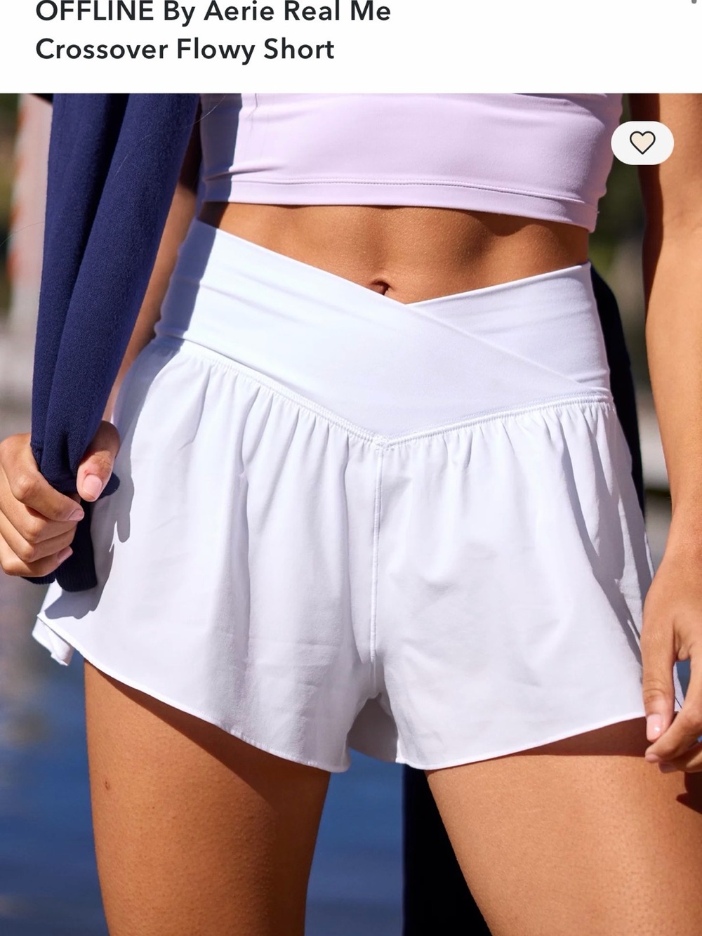 aerie White Crossover Flowy Shorts